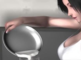 Appealing animated beauty pleasuring