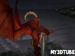 3D Redhead Gets Fucked Hard By A Horned Dragon