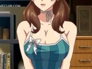 Anime seductress i briller gi blowjob i knær
