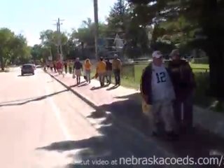 Partying and flashing susu while tailgating outside iowa city football game